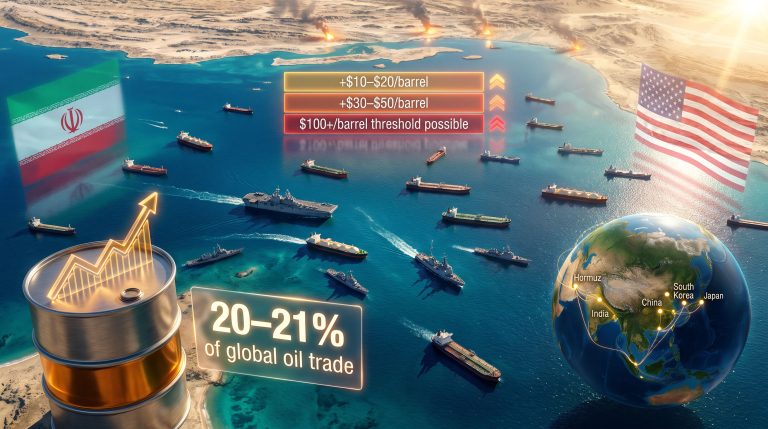 US strikes Iran before Hormuz Strait blockade restarts oil disruption map