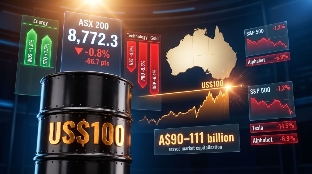 ASX 200 Falls as Oil Tops US$100: What It Means