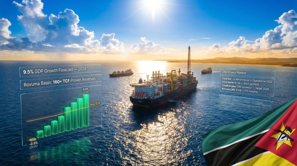 Mozambique LNG projects GDP growth offshore terminal