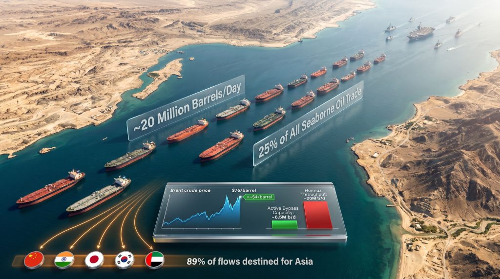 Strait of Hormuz oil disruption tanker traffic infographic
