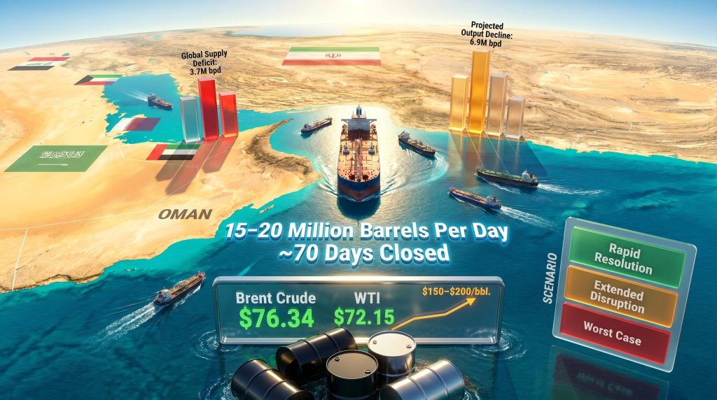Strait of Hormuz oil supply disruption map infographic
