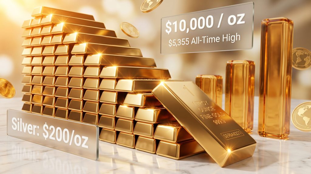 James Rickards gold $10000 an ounce prediction graphic