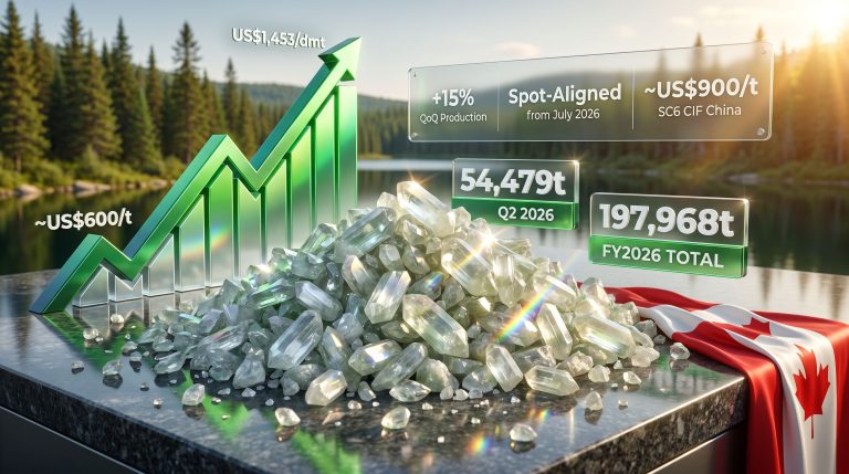 Elevra Lithium spodumene concentrate prices surge chart