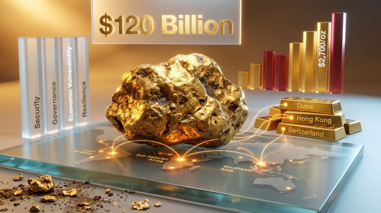 Global illicit gold economy trade routes infographic