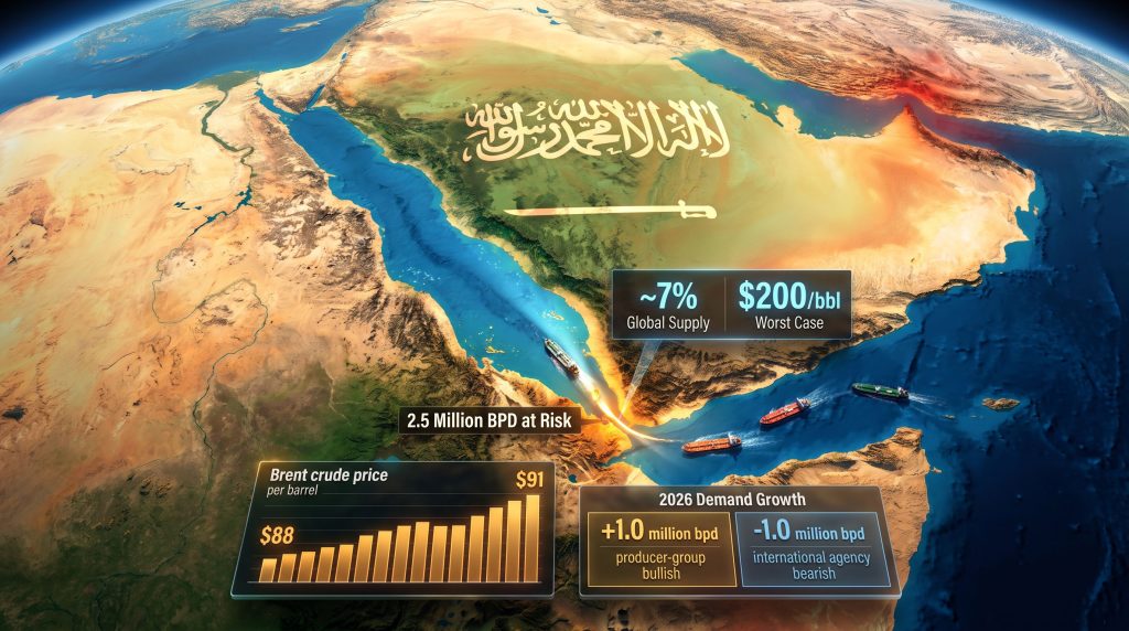 Houthi naval blockade threat to Saudi oil exports map