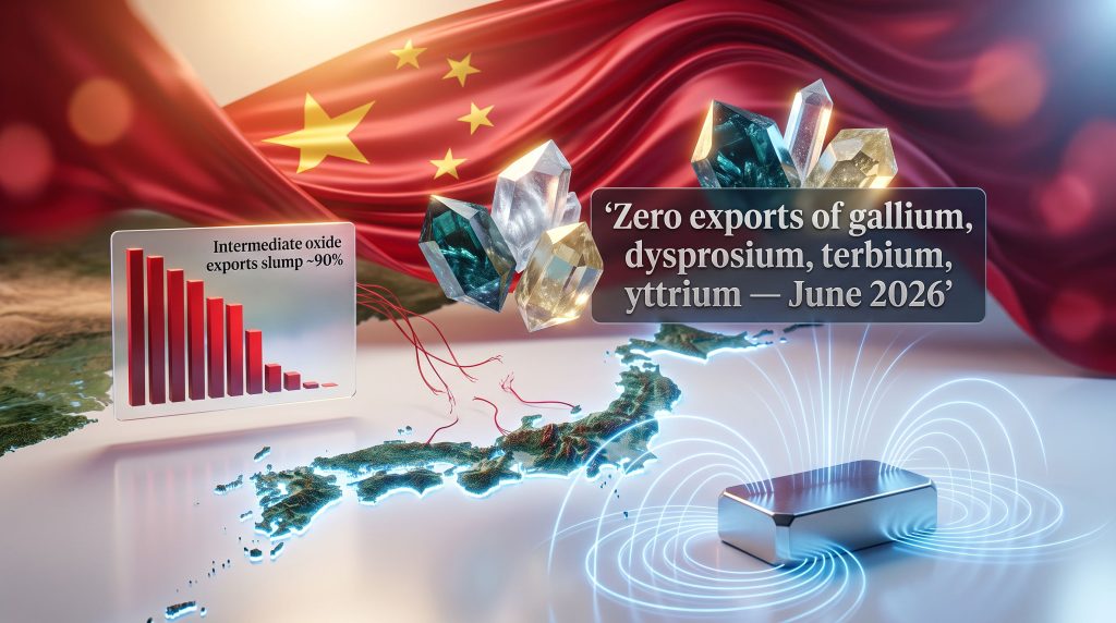 China rare earth exports to Japan slump