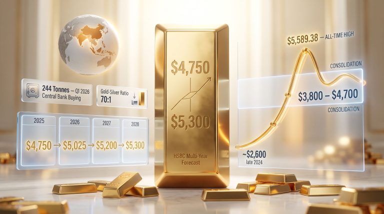 HSBC gold price forecast $4,750 by year-end infographic