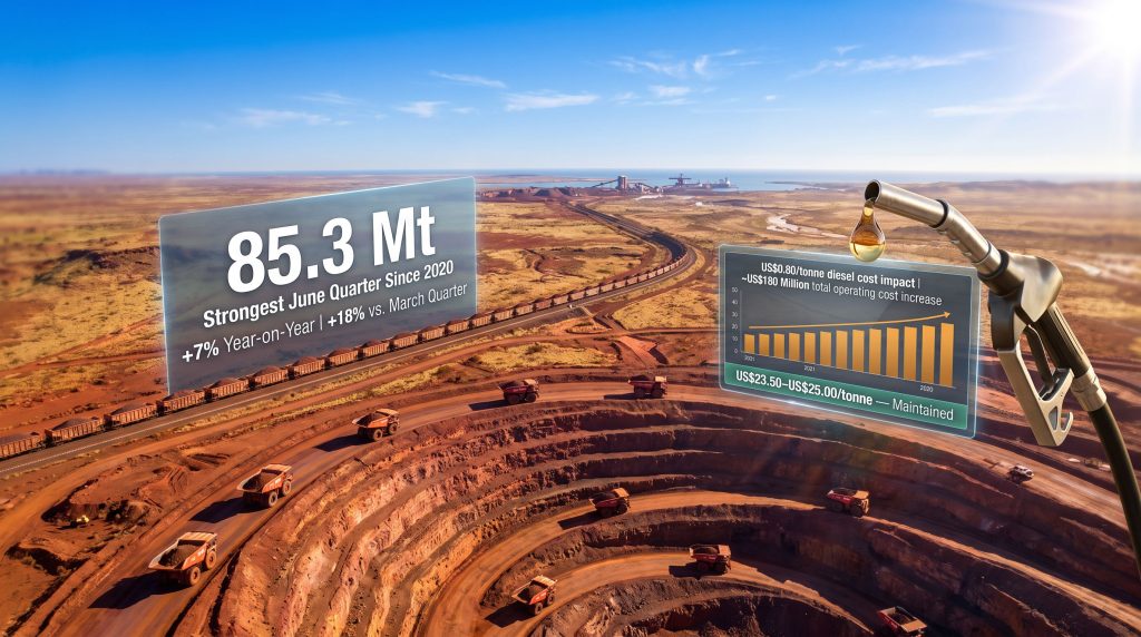 Rio Tinto iron ore exports rebound, diesel costs jump