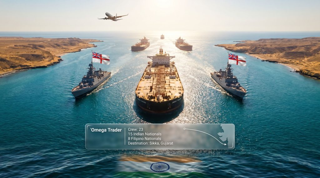 Indian Navy secures safe passage for Omega Trader in Strait of Hormuz convoy