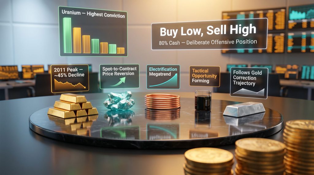 lobo tiggre gold silver stocks cash and copper oil uranium strategy infographic