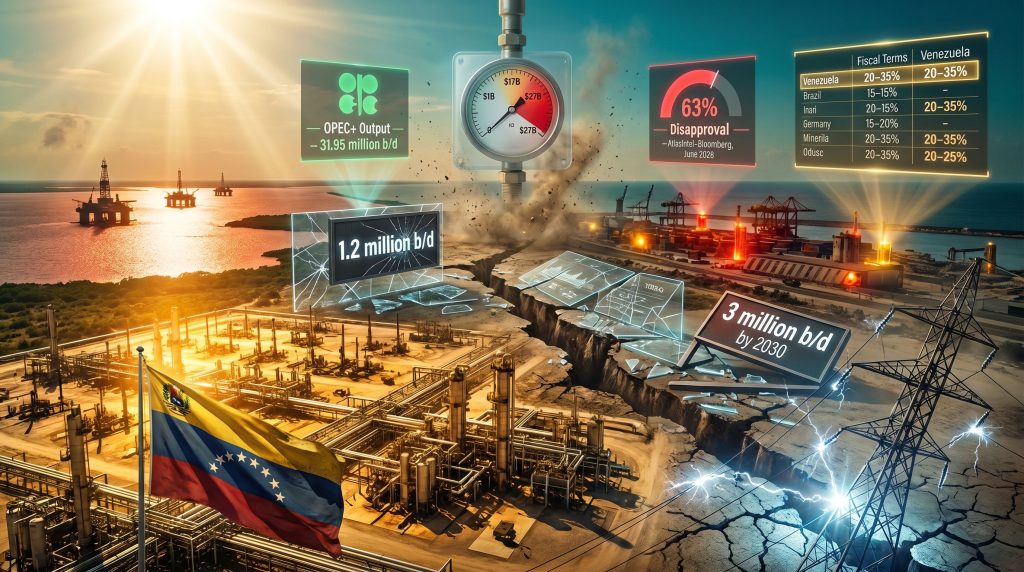 Venezuela earthquake oil investment uncertainty infographic scene
