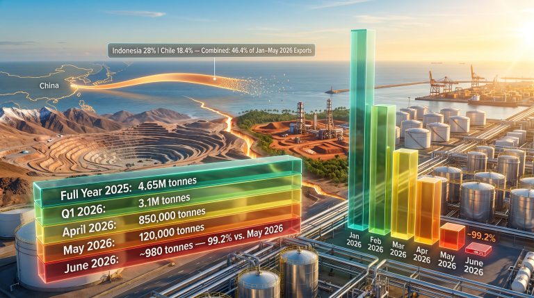 China sulphuric acid exports plunge 99% chart