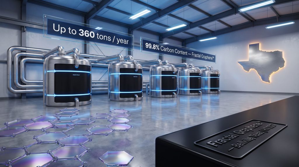 HydroGraph Texas graphene site production facility rendering