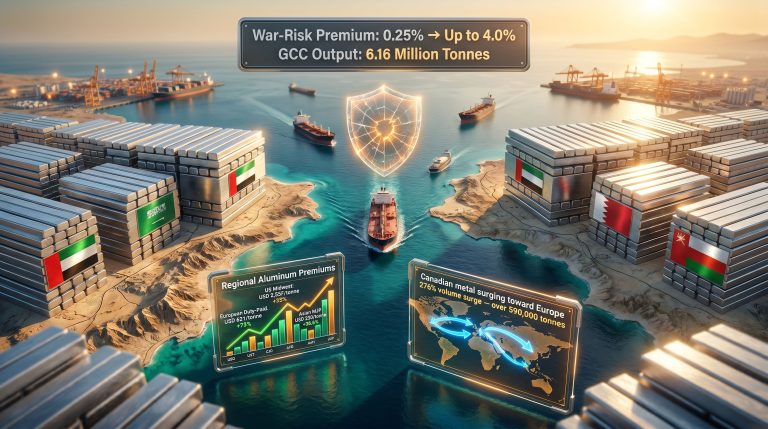 Strait of Hormuz war-risk insurance and GCC aluminium industry map