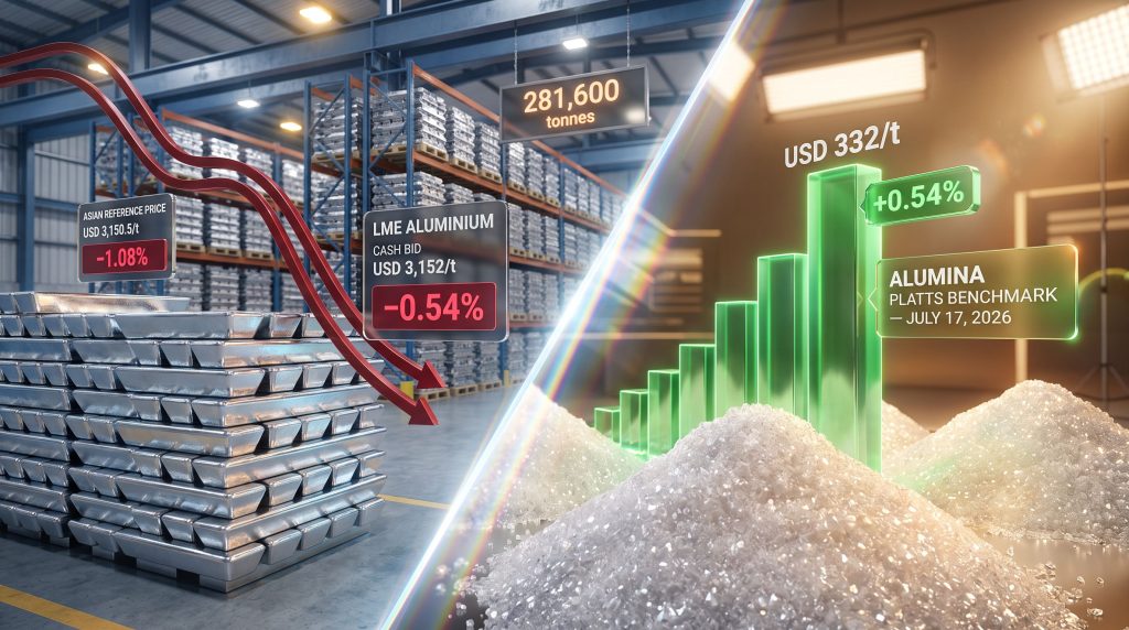 LME aluminium prices slip and alumina Platts price rises chart
