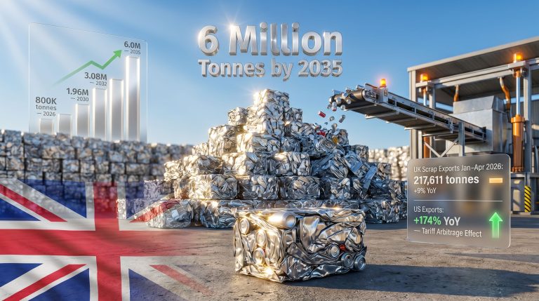 UK aluminium scrap retention by 2035 growth projection