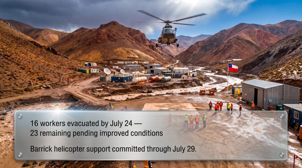 Barrick Evacuates Chile Workers by Helicopter After Storm