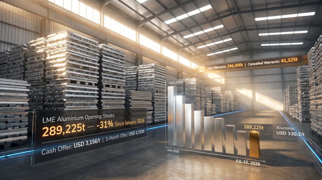 LME aluminium opening stocks decline in warehouse