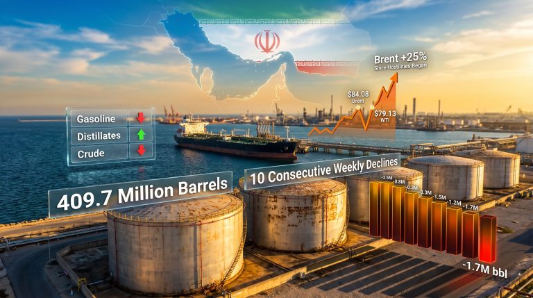US crude inventories fall 1.7 million barrels as Iran tensions rattle markets graphic