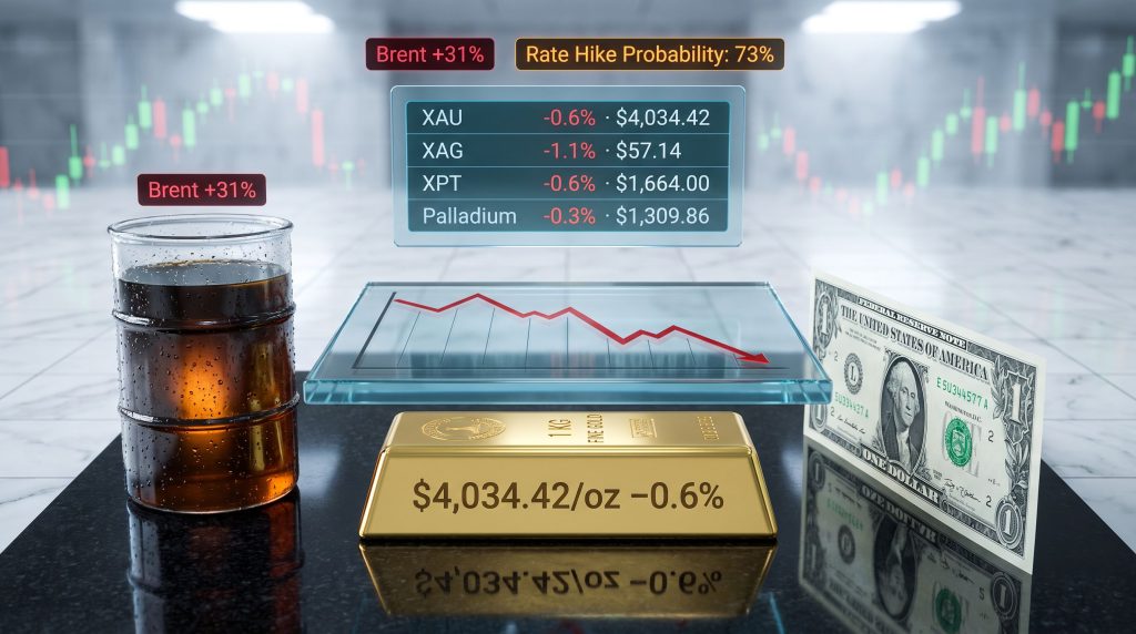 gold falls as mideast escalation dims hopes of easing inflation chart