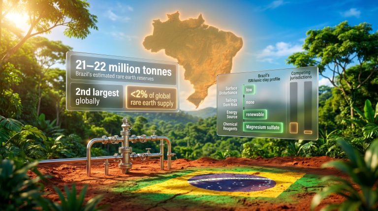 Brazil rare earths sustainability advantage infographic map￼