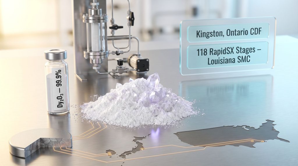 Ucore dysprosium oxide qualification samples display and processing