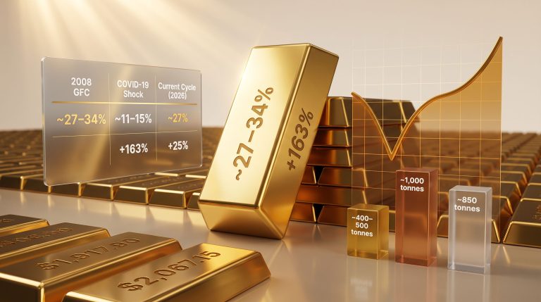 Gold Drawdown: 2008, COVID & 2026 Compared