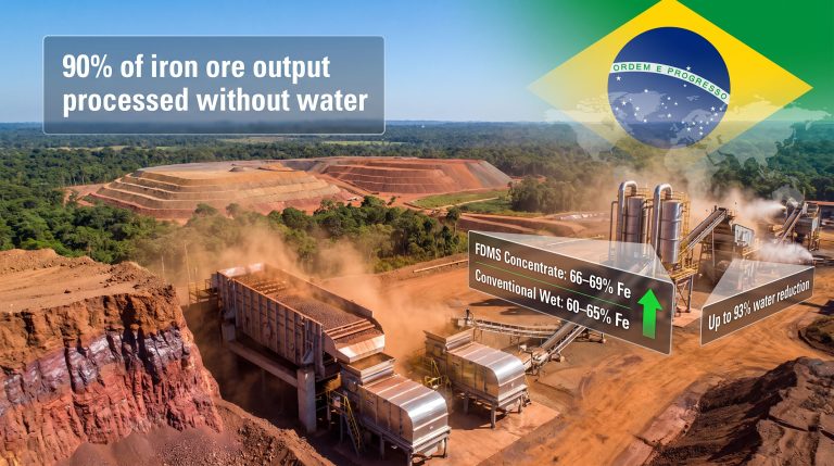 iron ore production without water in Brazil