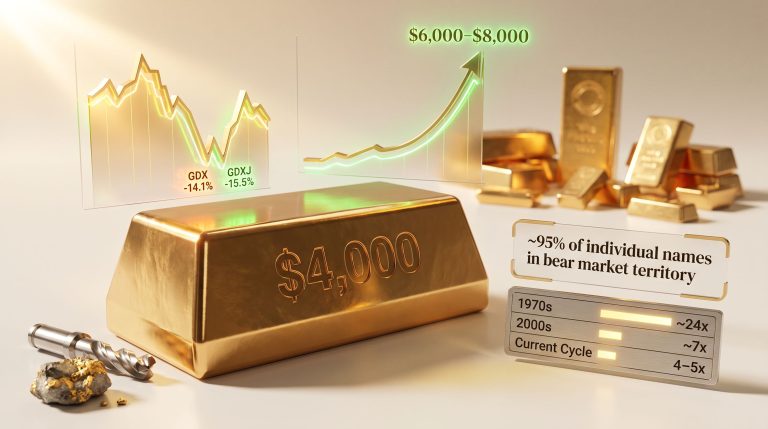 Gold price bottom and mining stocks washout outlook