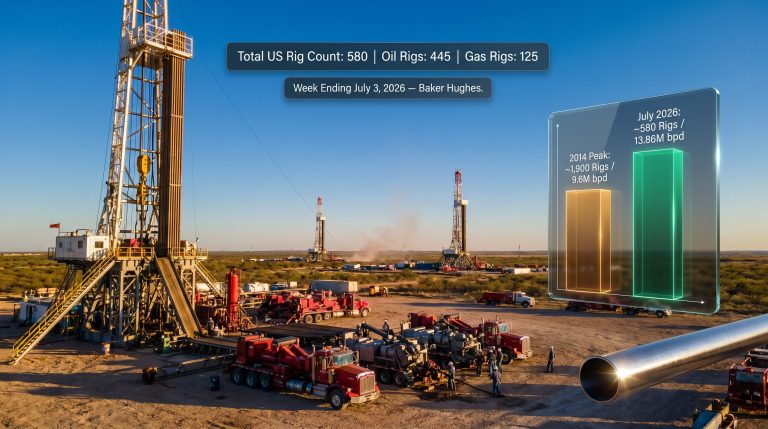US oil and gas rig count infographic scene