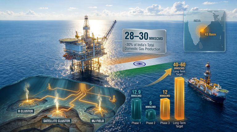 Reliance KG-D6 gas production plan infographic