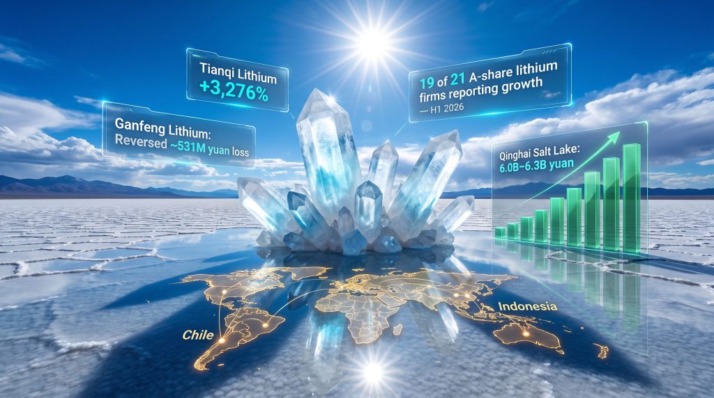 China lithium firms profit surge infographic over salt flats