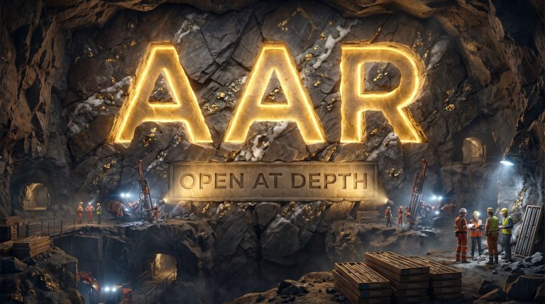Astral Resources NL-AAR-AAR glowing inside underground mining tunnel