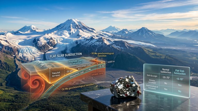 Wrangell volcanoes flat slab subduction in Alaska diagram