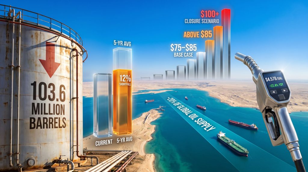 Middle East supply risks and US distillate deficit oil prices infographic