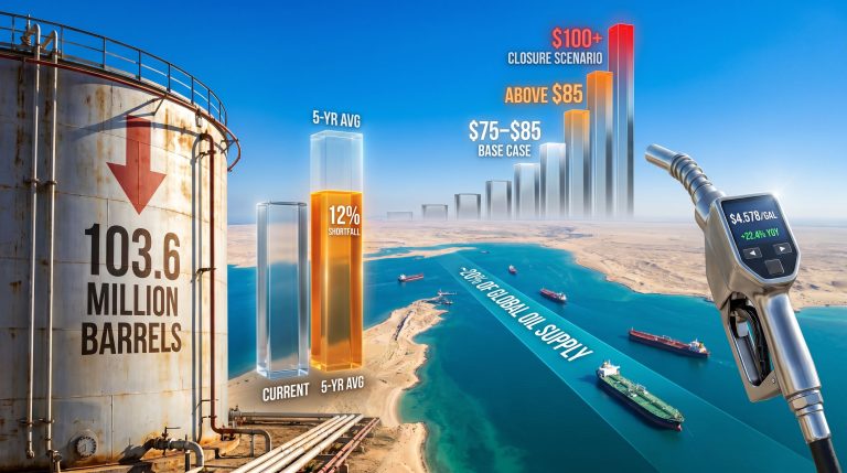 Middle East supply risks and US distillate deficit oil prices infographic