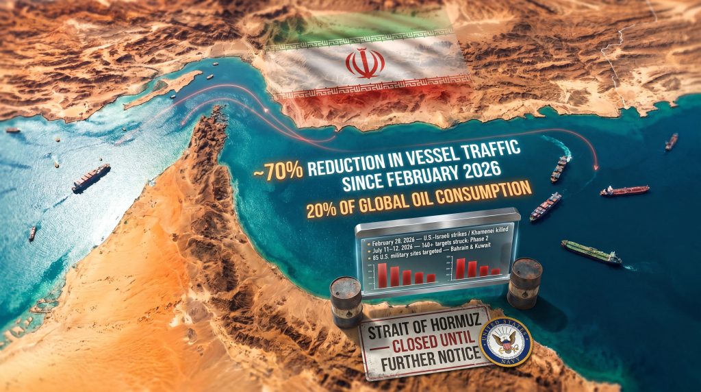 Strait of Hormuz Iran airstrikes vessel traffic disruption