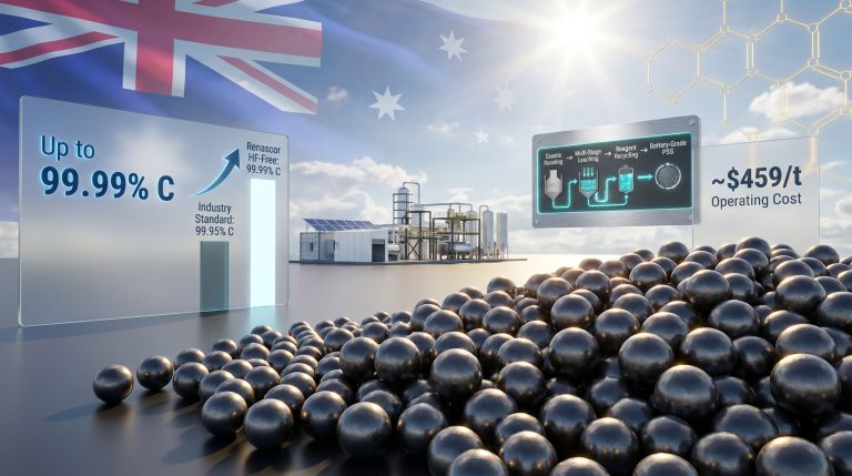 Renascor hydrofluoric acid-free graphite purification process infographic