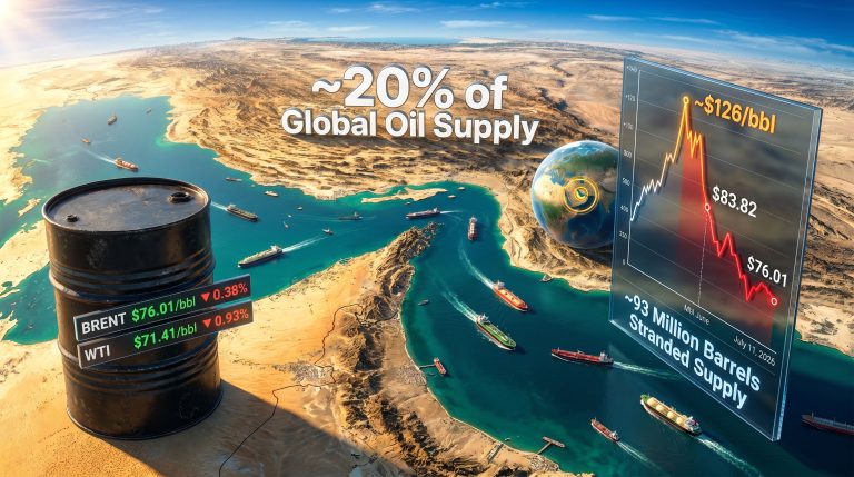 oil prices Strait of Hormuz shipping reopening map