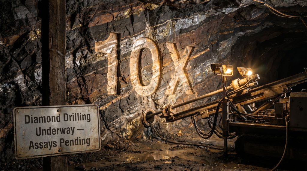 Exultant Mining Ltd-10X-Diamond drilling 10X underground mining scene