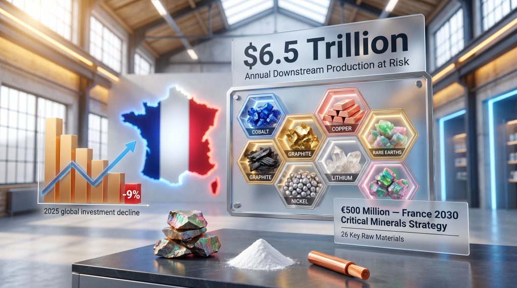 IEA supply risks for France in critical minerals sector infographic