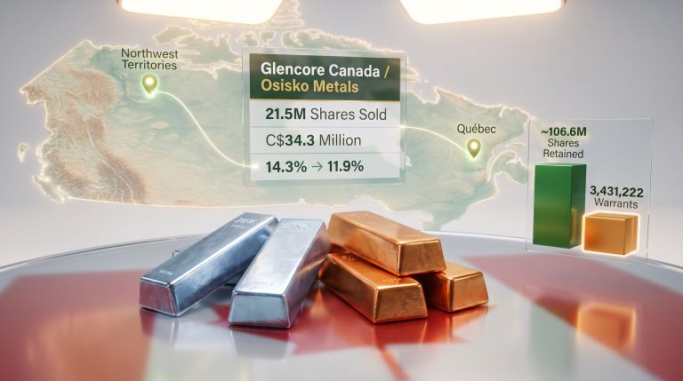 Glencore Canada Cuts Osisko Stake to 11.9%