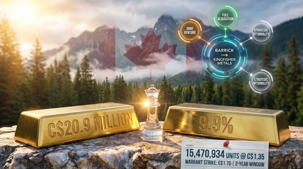 Barrick stake in Kingfisher Metals deal infographic