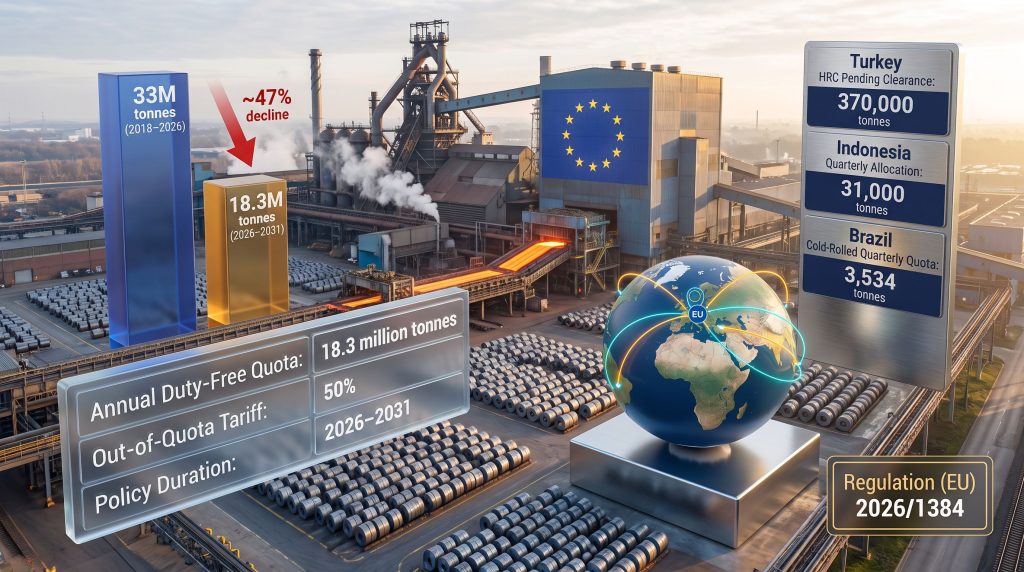 EU steel import quotas infographic at mill