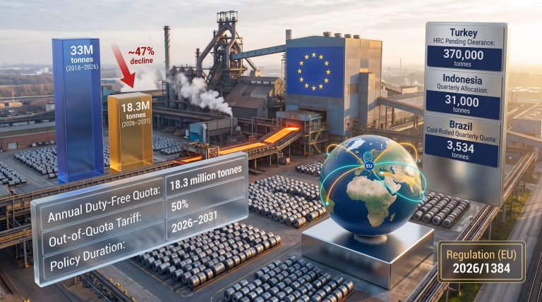 EU steel import quotas infographic at mill