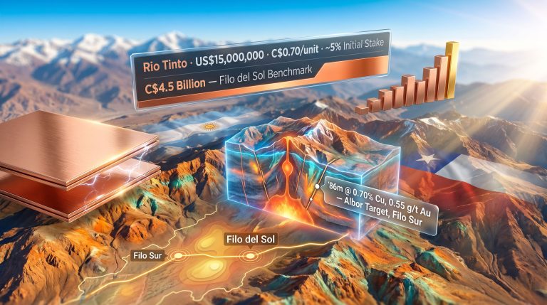 Rio Tinto investment in Mogotes Metals Filo Sur alliance infographic