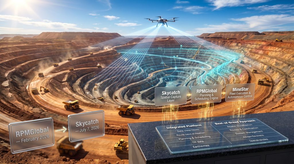 Caterpillar Skycatch acquisition mining drone integration visualization