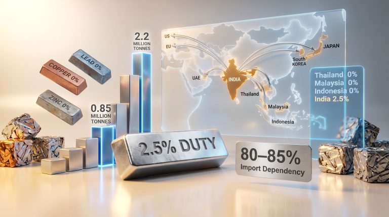 India aluminium scrap import duty infographic map