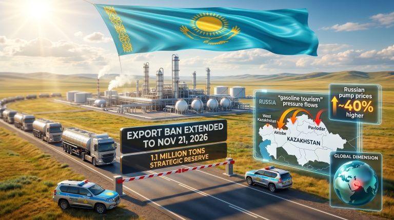 Kazakhstan petroleum export ban refinery illustration