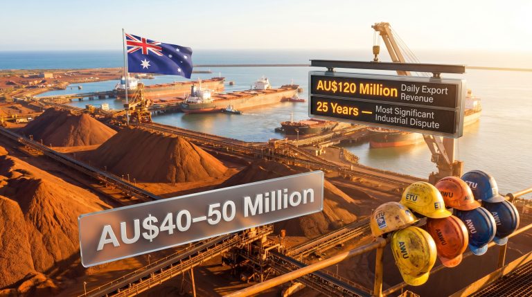 BHP Port Hedland strike action at iron ore port